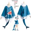 Японский Amine Vtuber Hololive ENG Gawr Gura Shark Girl Косплей Костюмы Девушка Женщины Милые Синие Тела Акулы Со Шляпой