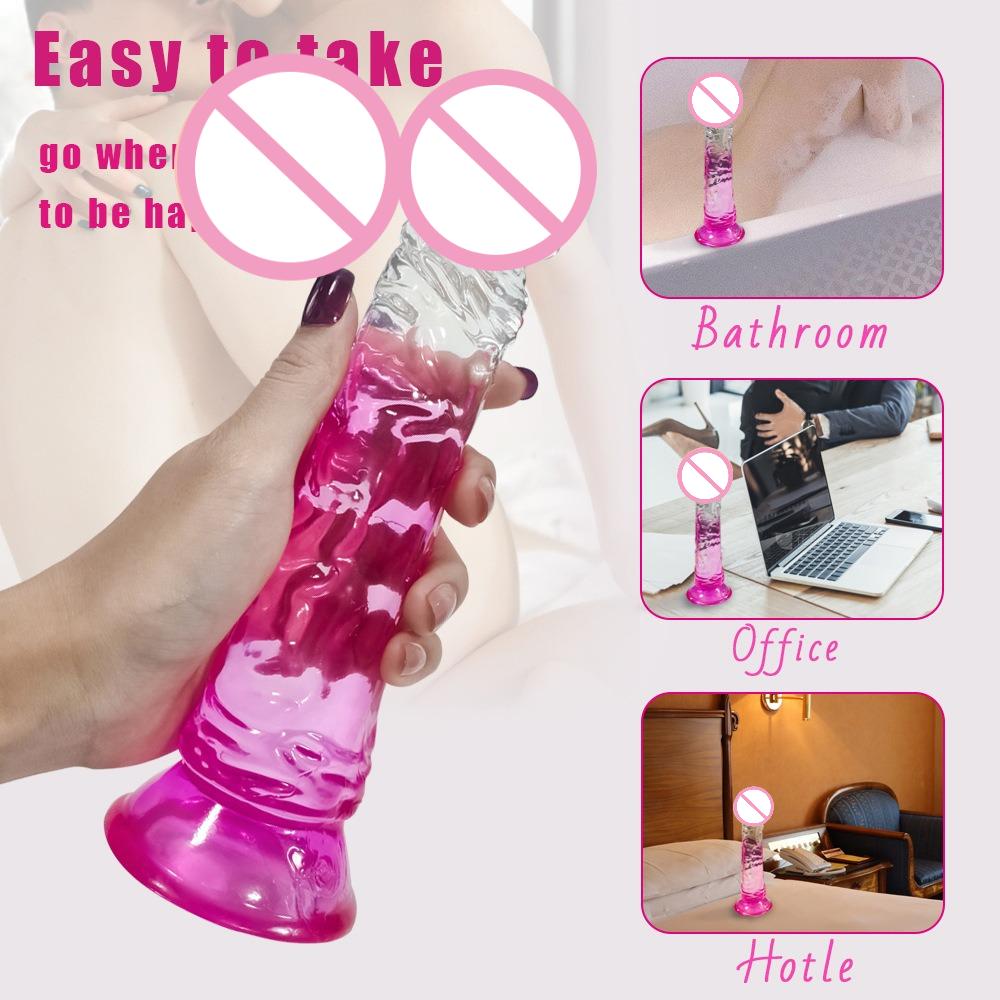 Реалистичные дилдо Большой желеобразный дилдо Анальный клиторальный мастурбатор Кристаллические секс-игрушки Взрослый пенис Присоска Анальная пробка для женщин мужчин