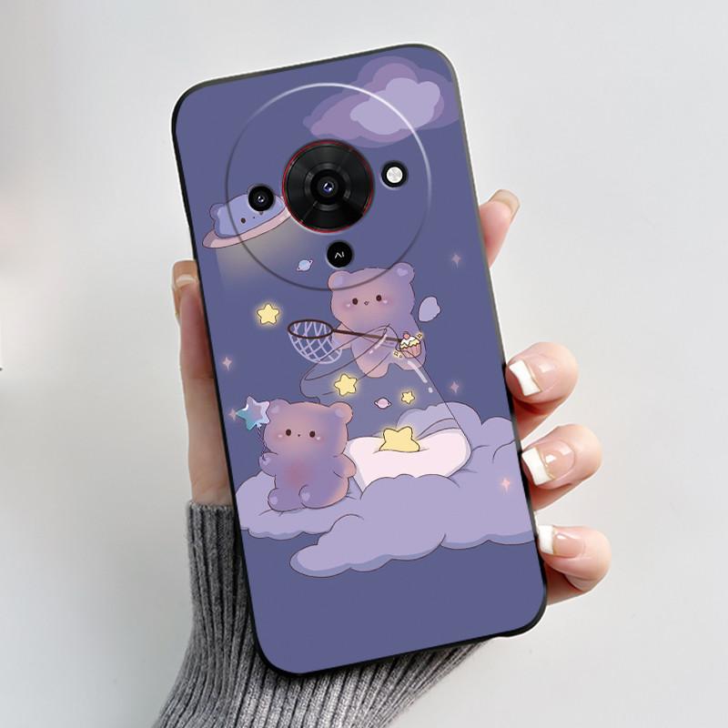 Чехол для телефона ZTE Blade A76 5G Эстетичный Милый Кот Астронавт Модный Ударопрочный Черный Матовый Мягкий Силикон ТПУ Задняя Крышка