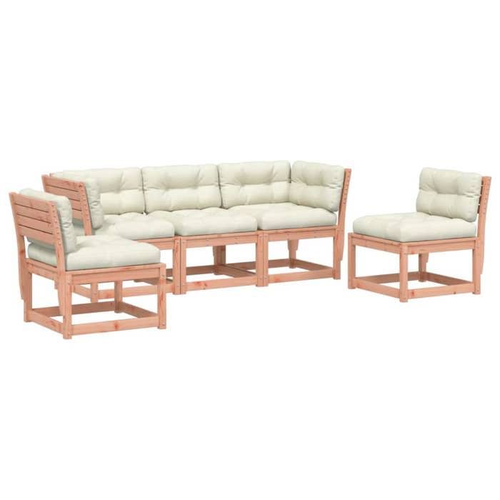 VidaXL Salon de Jardin avec Coussins 5 pcs, Canapés de Patio, Ensemble de Meubles, Mobilier de Terrasse Extérieur, Bois 3216978