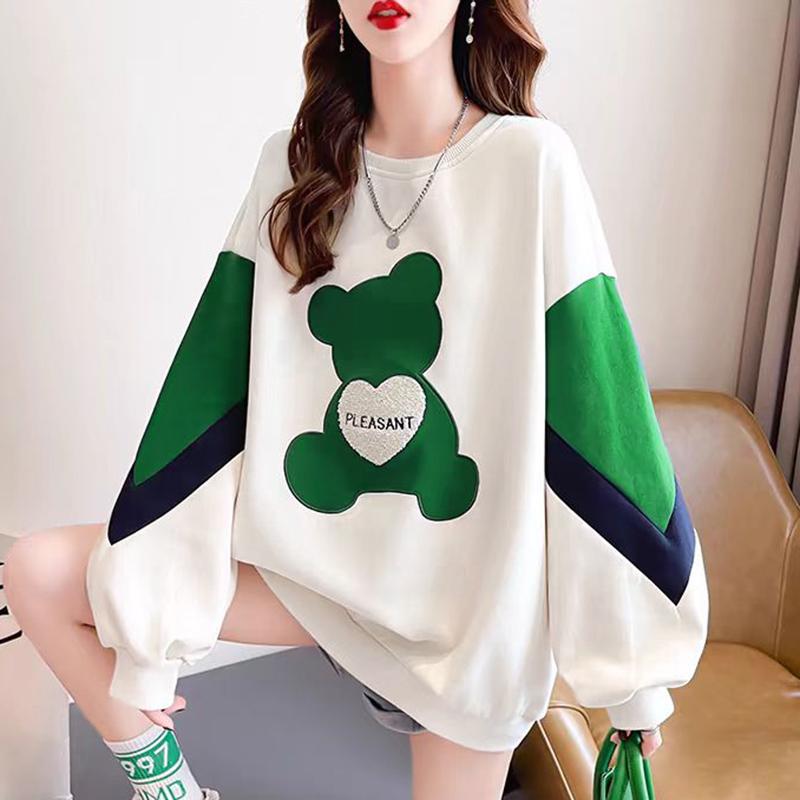 ZANZEA Женские осенние толстовки с круглым вырезом и длинным рукавом с принтом медведя