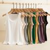 Women Ribbed Tank Top O Neck Tees Sleeveless Basic T-shirts Vest Causal Streetwear Tops