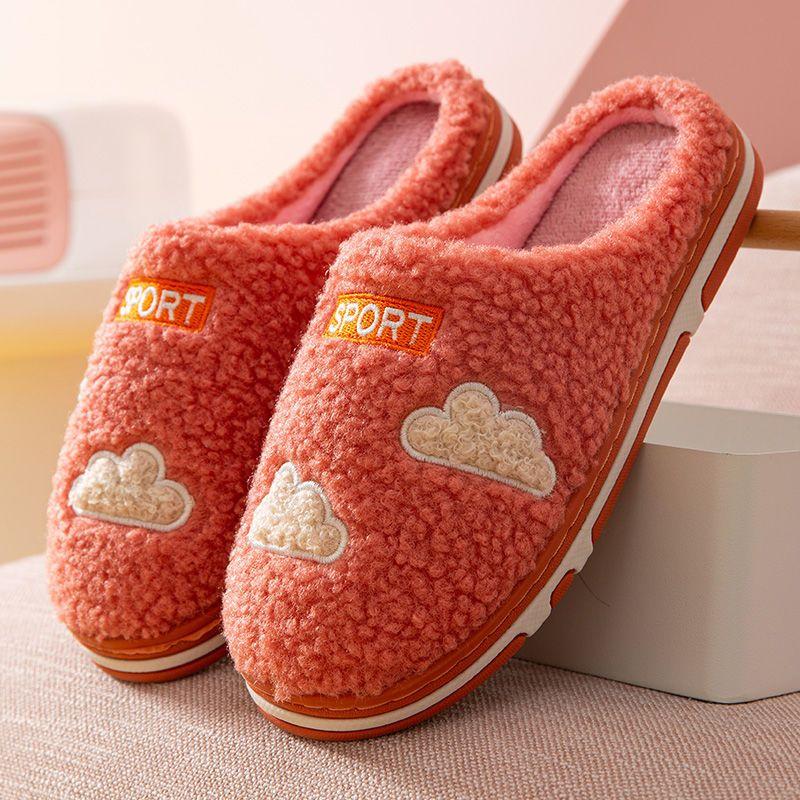 Men's Cotton Slippers Winter Plus Velvet Couple Indoor Non-slip Home Warm Plush Slippers Women's Thick-soled Slippers