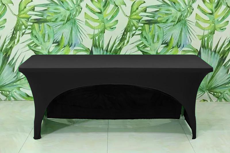 Flexible Tablecloth Rectangular Table 180X76Cm Conference Open Back Black