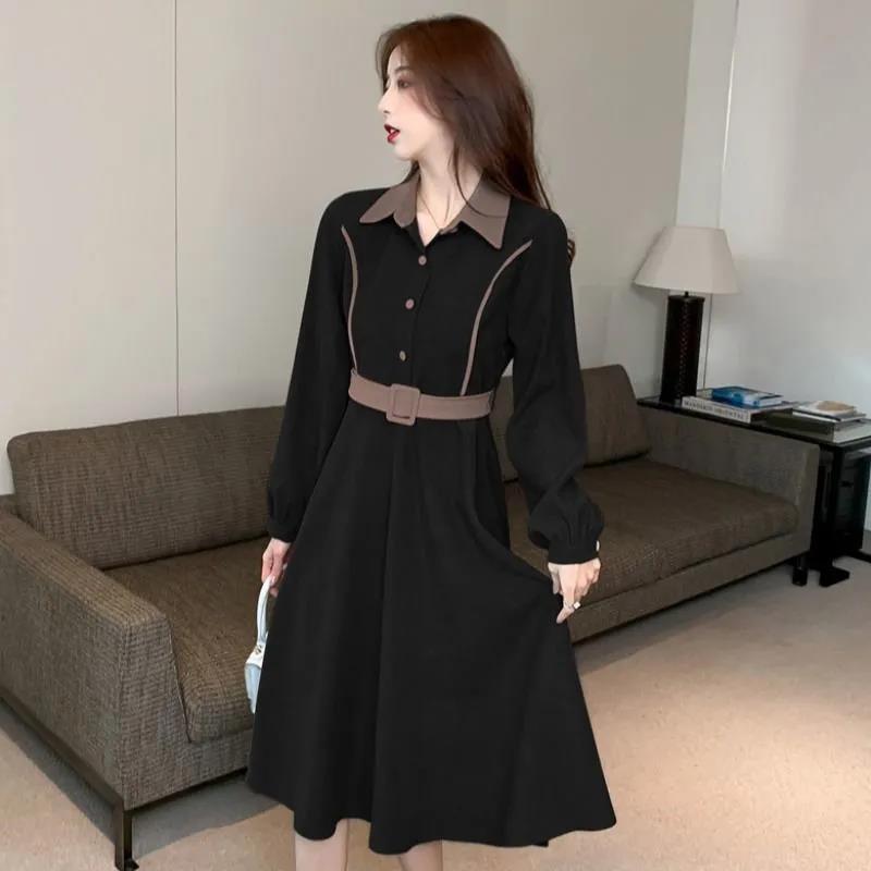 2024 Women's Autumn/Winter Shirt Dress: Thickened Light Luxury Design with Coat and Mid-Length Skirt
