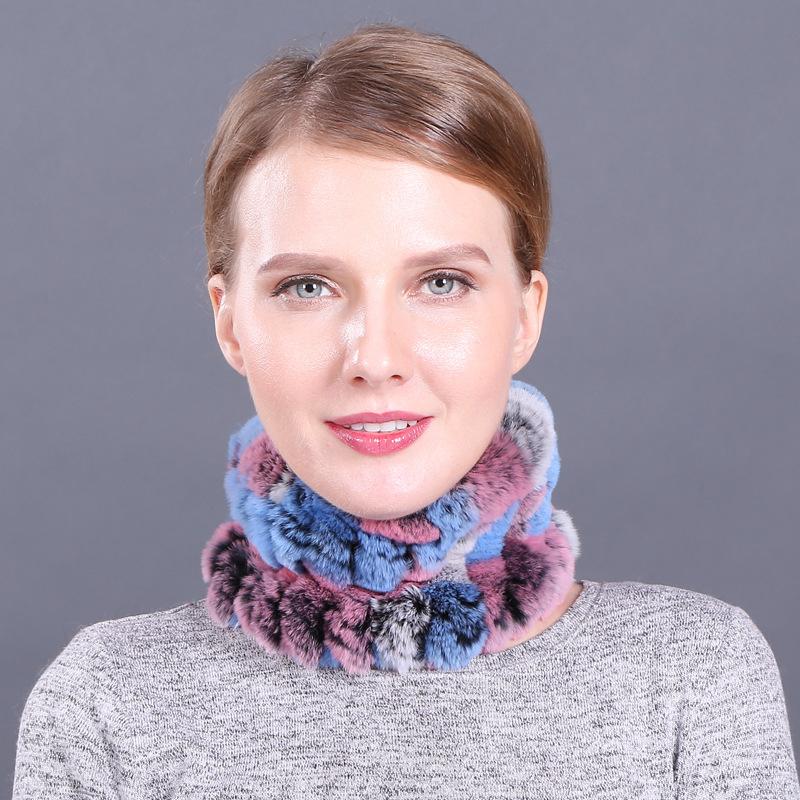 Женский осенне-зимний пуловер, теплый воротник двойного назначения, эластичный тканый меховой шарф из кроличьей шерсти Wai Rex