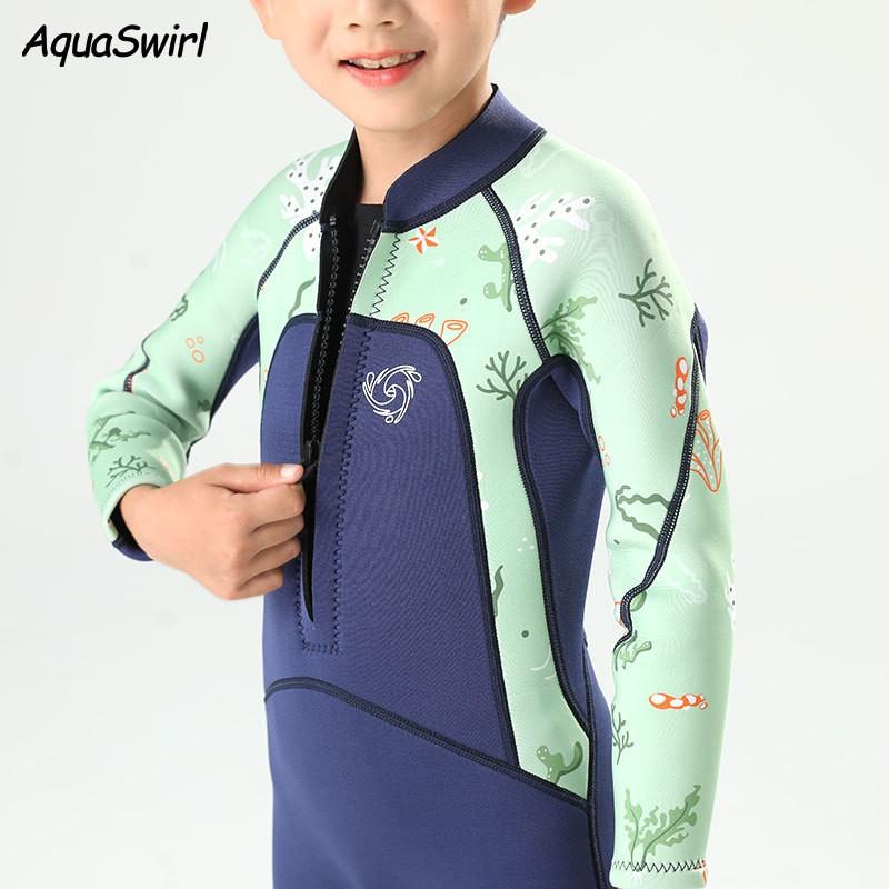 Kids UV Protection Rash Guard Swimsuit Long Sleeve One-Piece Swimwear Boys Girls Age 4-14