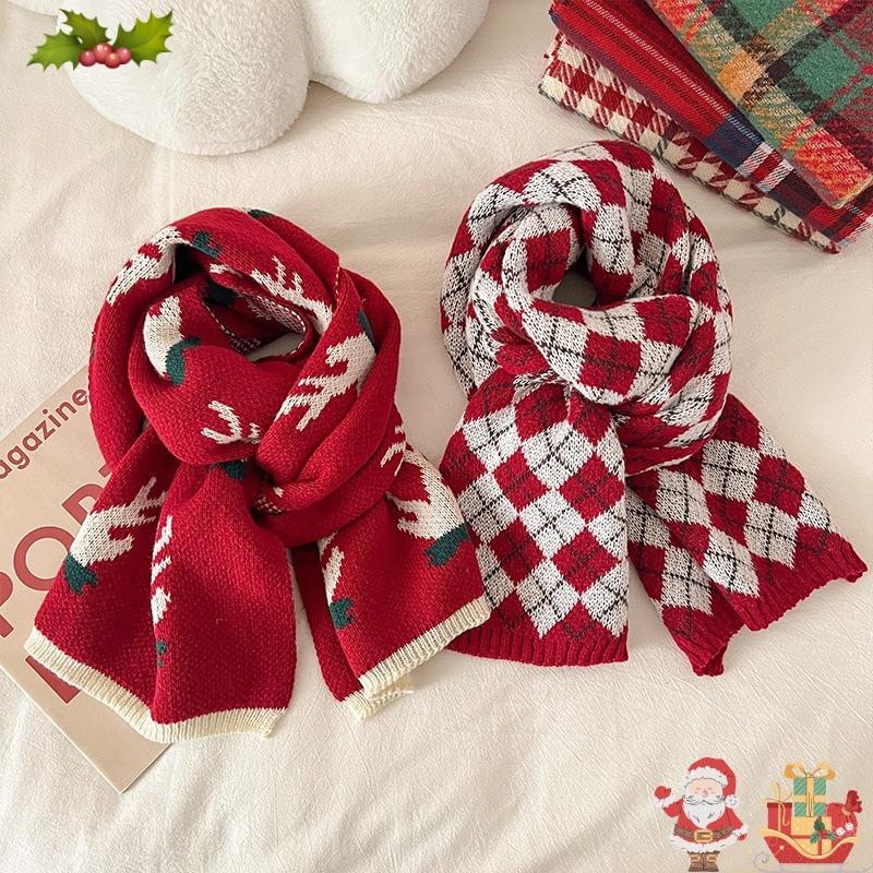 New Angola Red Scarf Women's Winter Christmas with Knitted Shawl To Keep Warm and Soft Waxy Atmosphere Scarf