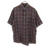 90s Linen Blend Old Giant Tag Check Pattern Short Sleeve Button Down Shirt Men's Used