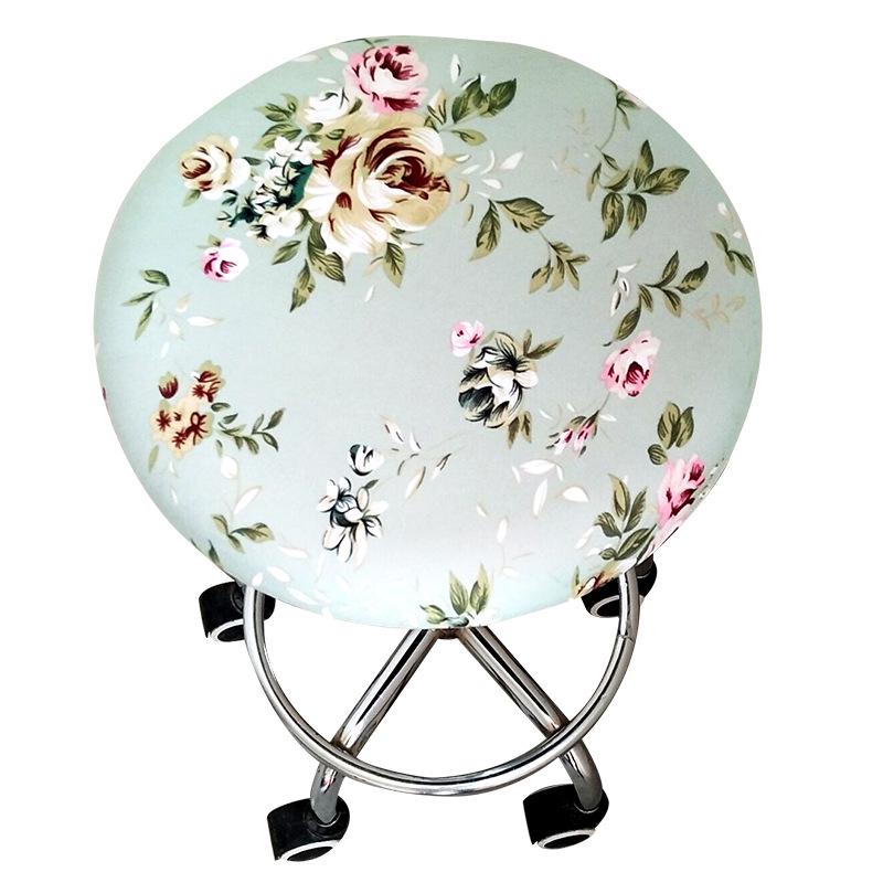 Home Stool Round Chair Cover Floral Slipcover Spandex Seat Cover Elastic Chair Bar Multicolor KTY