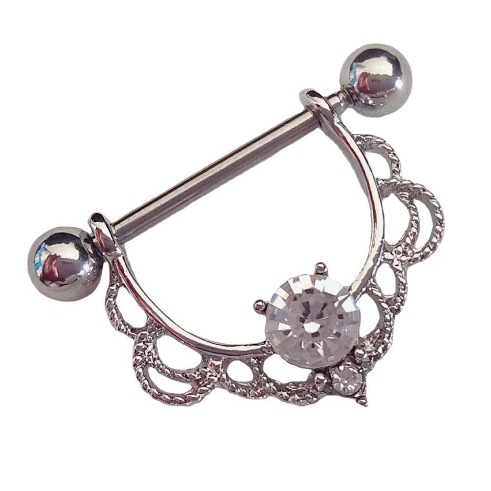 Кольцо для сосков U-образной формы со штангой и цирконием, полукруглое со стразами, на каждый день