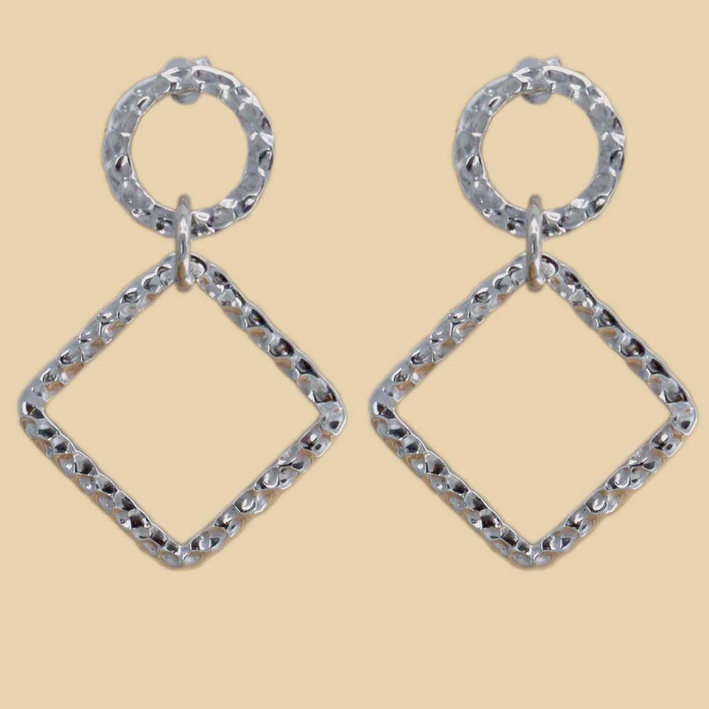 Квадратные кованые серьги из стерлингового серебра 925 пробы, круглые серьги-гвоздики ручной работы, подарок для нее