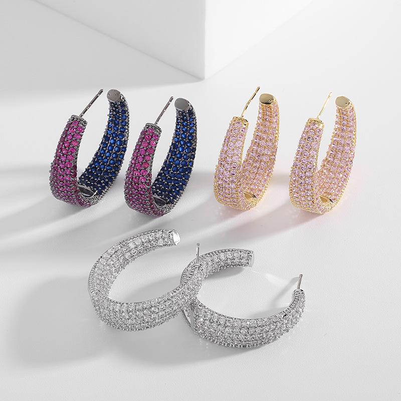 Европейские и американские модные круглые серьги с преувеличением для женщин, брендовый дизайн, эффектные украшения, серьги с фианитом
