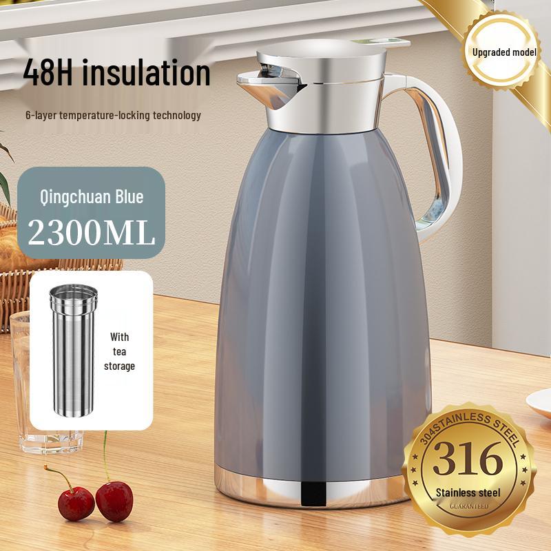Stainless Steel Insulated Water Kettle - 316 Large Capacity Thermos Flask for Hot Water & Tea.