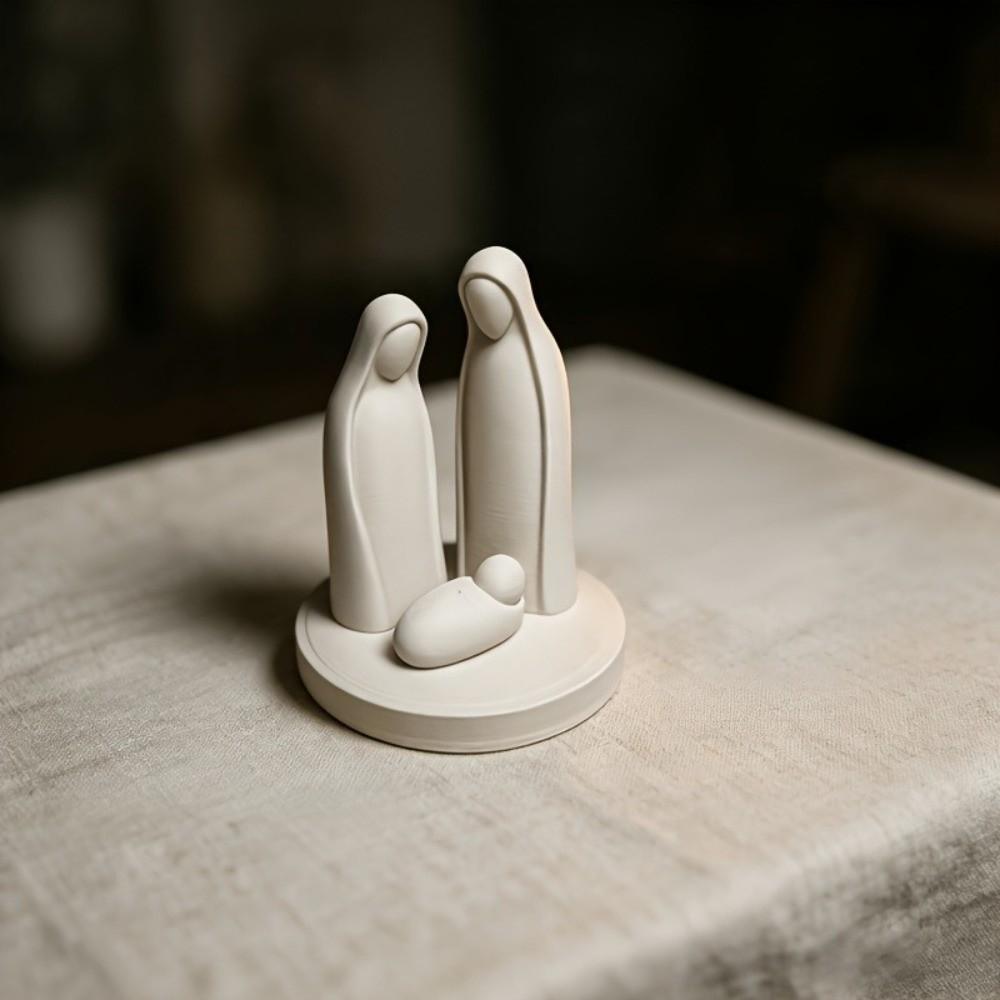 3D Printed Mini Nativity Scene Figurine Minimalist Jesus Birth Sculpture Living Room