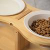 Raised Cat Food Water Bowl Elevated Tilted Dishes with Wooden Stand Anti Vomiting 3 Bowls Cat Feeder for Indoor Cats Puppy