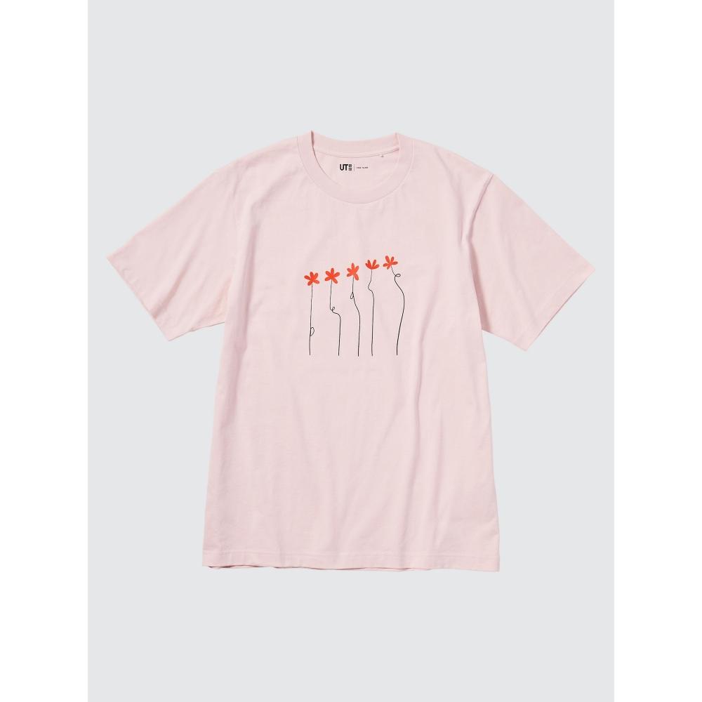 Uniqlo Футболка с рисунком «Peace For All» с коротким рукавом, стандартный крой Хана Таджима