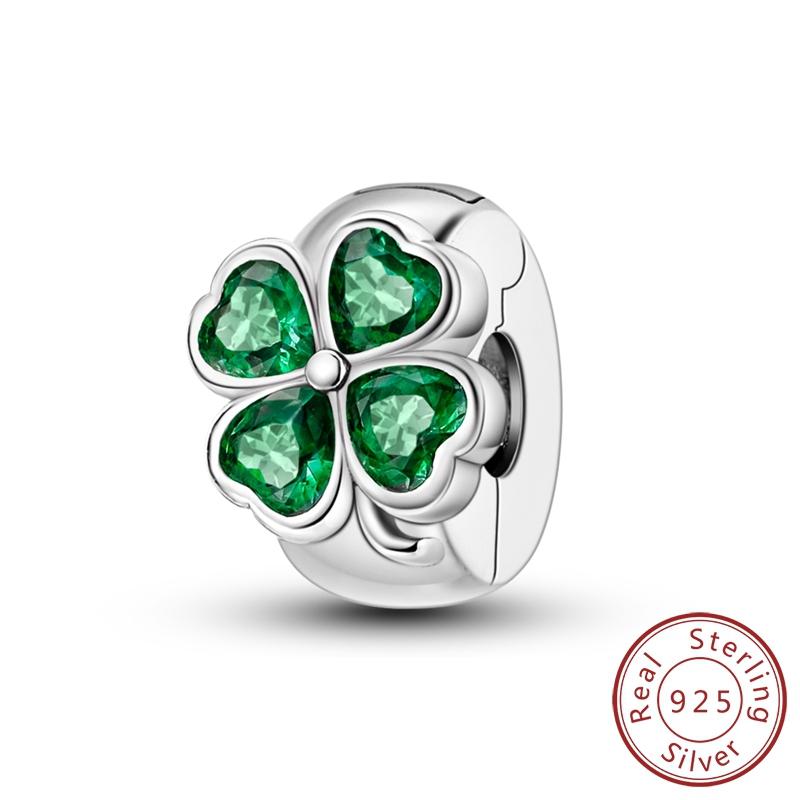 Серия «Четырехлистный клевер» Оригинальные шармы Медные шармы Бусины Подходят для изготовления браслетов Модная бижутерия