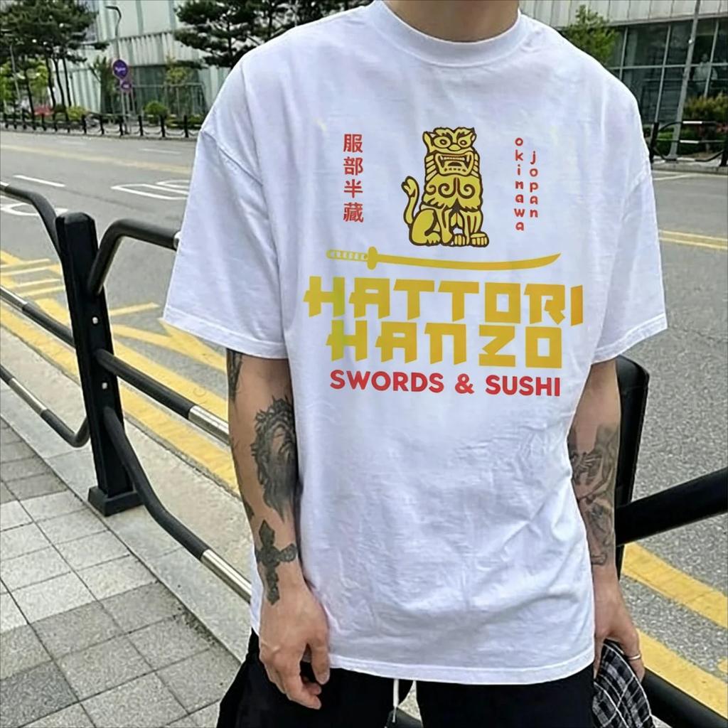 Vintage Hattori Hanzo Japanese Tarantino Samurai Swords Graphic Print T-shirt Harajuku Y2K Casual T-shirt Unisex WoUnisex Streetwear