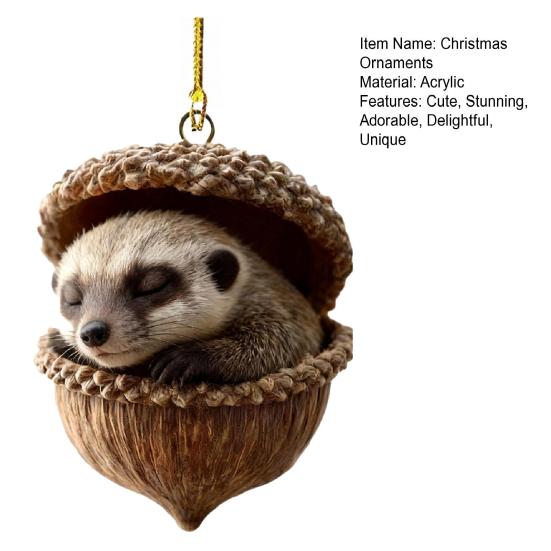 Лесные животные Желуди Украшения 2D Плоские Акриловые Шишки Животные Украшения для Рождественской елки Лесные существа Подвесное украшение для Рождественской елки