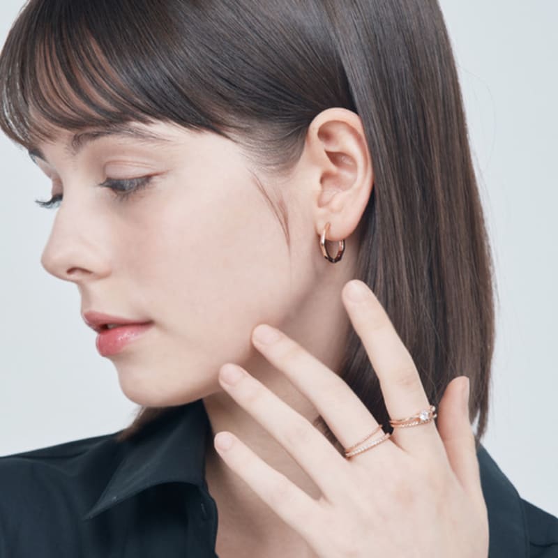 ELLE Jewelry 14K Gold-Plated Cut Ring Earrings ELGPEE514