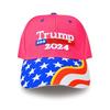 Бейсбольная кепка Трампа с вышитыми буквами и длинными полями, солнцезащитный козырек для президентских выборов 2024 года, принт американского флага, ретро-кепка для митингов и вечеринок унисекс