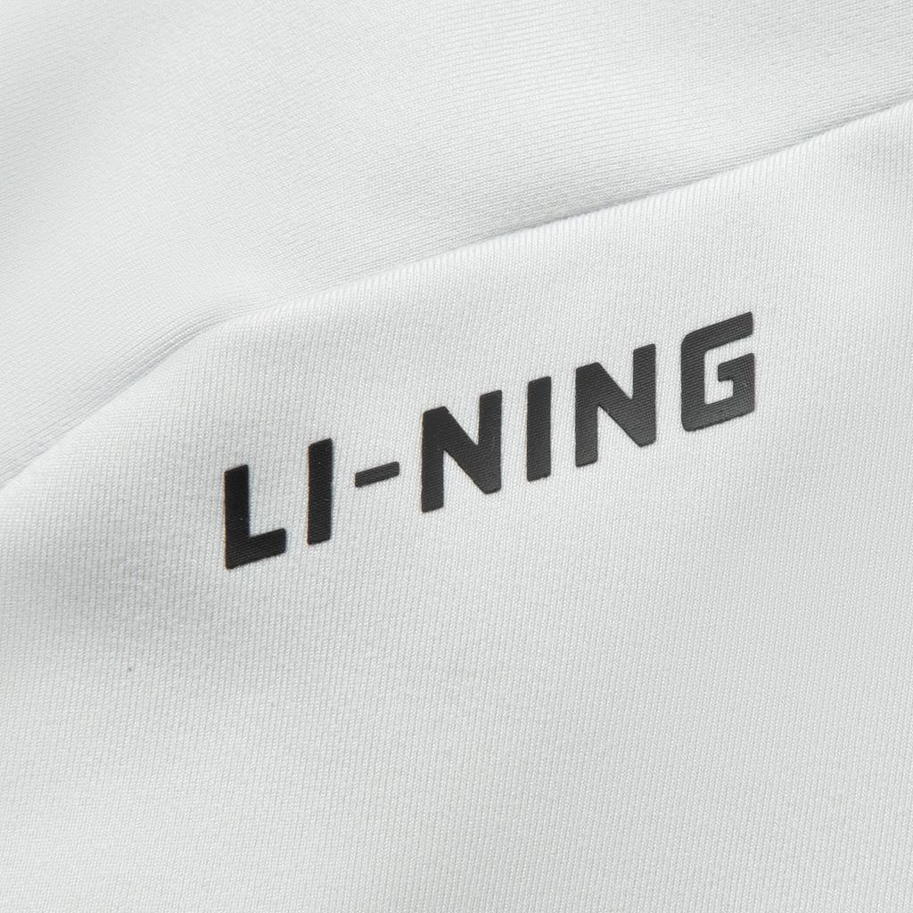 Li Ning Серия Фитнес Быстросохнущая Прохладная Футболка с Логотипом и Воротником-стойкой Мужские Топы Кристально-серый ATLV313-1