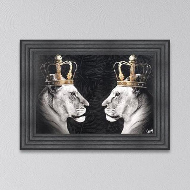 Семья льва, Корона, принт, холст, картина, галерея, Настенный декор, постеры, абстрактные животные с автографом, черно-белые фотографии, подарок