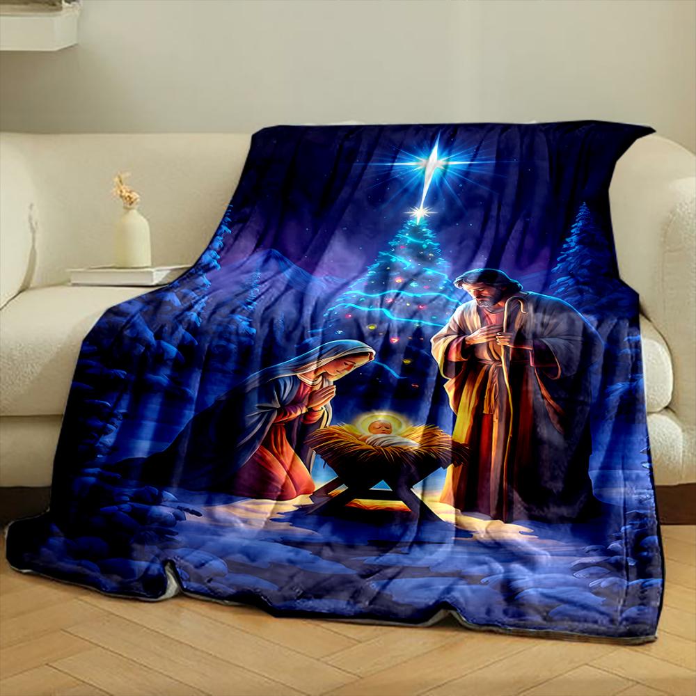 Nativity Christmas Scene BlanketFlannel blanket for bedroom, living room, sofa, and nap