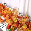Indoor Outdoor Fall Ornaments 2Pcs Artificial Leaves Garland, Autumn Maple Leaf Vines for Thanksgiving Flexible Rattan Handrails Mantle Decor,