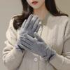 Wool Gloves Women Autumn Winter Windproof Cold Proof Fleece Warm Outdoor Sports Driving Touchscreen Finger Gloves