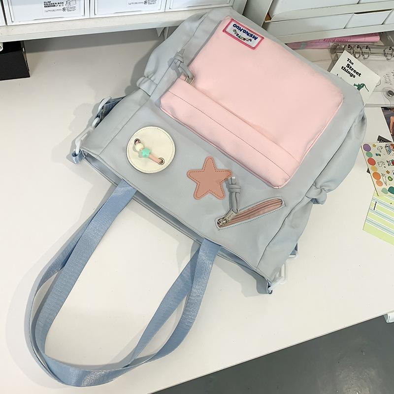 Tutorial Bag Tutorial Bag Carrying Book Bag Girls and Children Primary School Students Contrasted Color Handbag One Shoulder Crossbody Bag