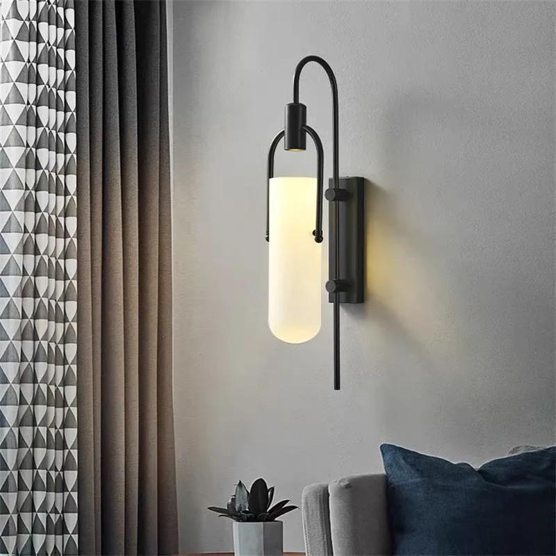 Retro luxury indoor glass LED wall lights living room dining room wall lights hotel corridor lighting black/gold bedroom lamps