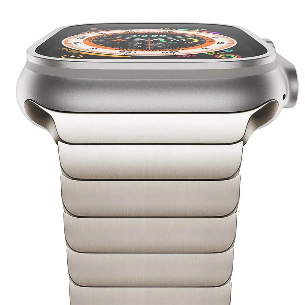 Ремешок из нержавеющей стали для Apple Watch Band Ultra 3/2/1 49мм 45мм 41мм 44мм 42мм 46мм Металлический звеньевой браслет iWatch 11 10 9 8 7 6 5