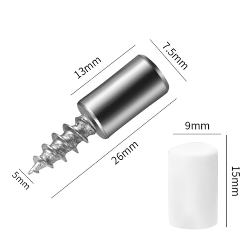 40-Piece Set of 26*7.5mm Screw-Type Shelf Support Dowels with Rubber Boots for Easy Installation. ABS Shelf Dowel Set for Partitions, Shelves, Bookcas