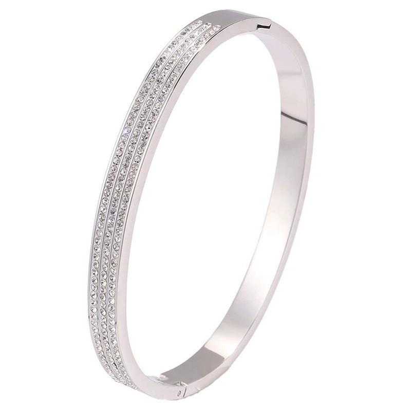 Starry Sky Full Diamond Titanium Steel Bracelet – Versatile, No-Fade Silver Women's Fashion Accessory