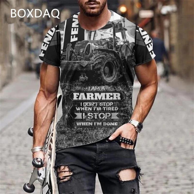 Мужские футболки с коротким рукавом и круглым вырезом с 3D-принтом «Трактор», «Автомобиль», «Фермер», «Инструменты», «Спортивные футболки»