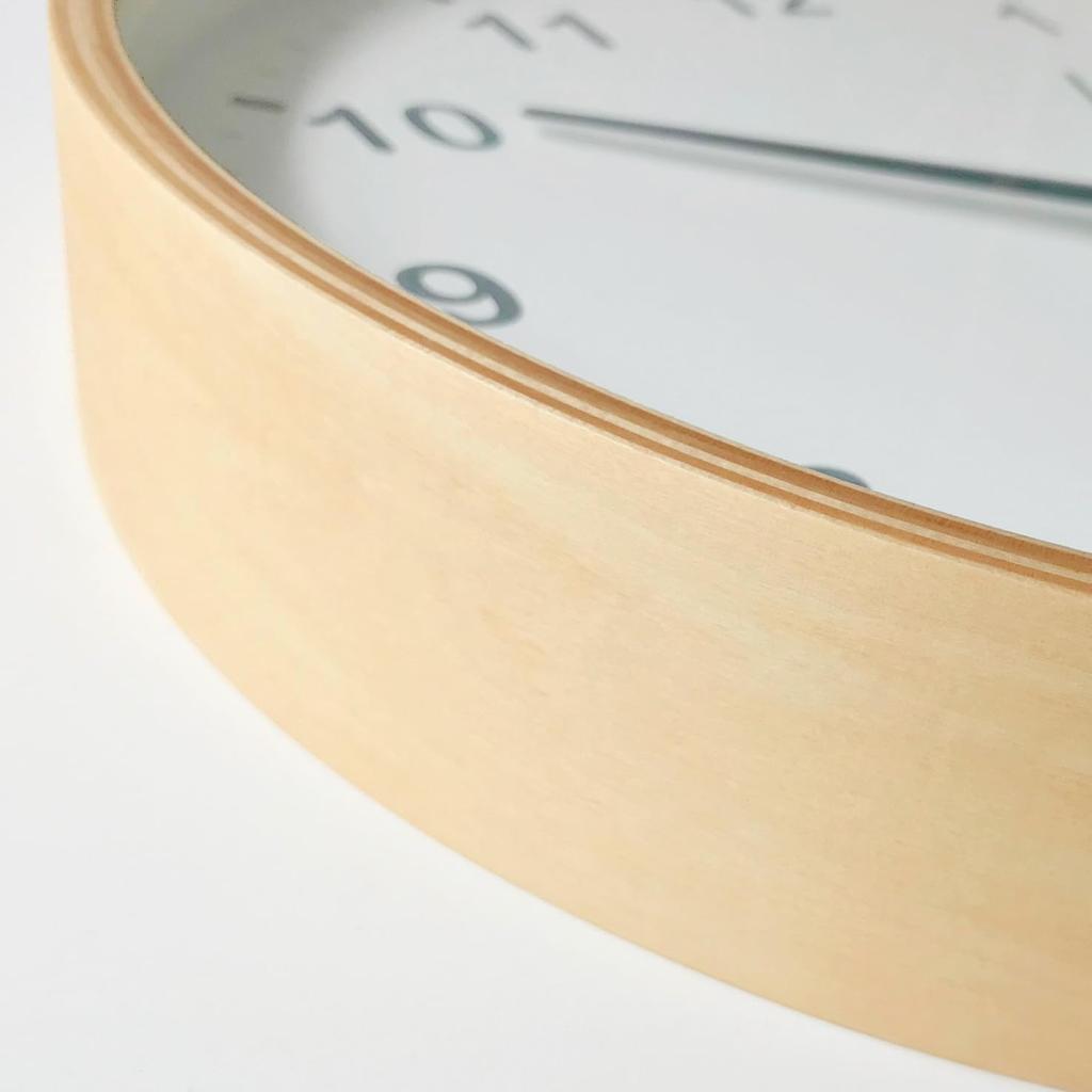 KATOMOKU plywood clock, natural finish, km-33LRCS, wall clock with continuous second hand, 30.4cm diameter (SKP radio-controlled clock)