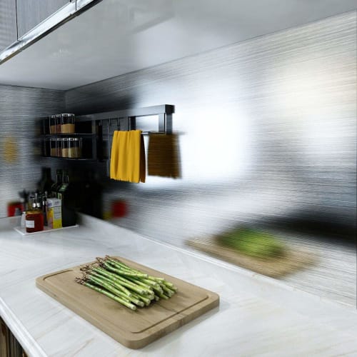 Yenhome Лист из нержавеющей стали, Серебристый, Наклейка, Водонепроницаемый металлический лист, Алюминиевый лист, 45см x 5м, Режущий лист, Съемный, DIY обои, Самоклеящийся