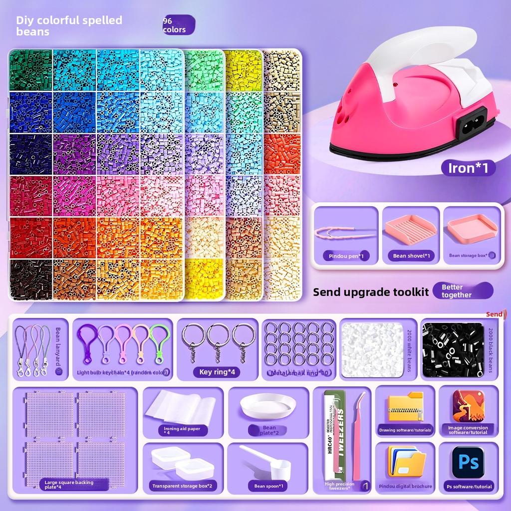 Pindou bean handmade DIY material bag, full set of three-dimensional fusion MARD color number set, tools, ironing paper bag