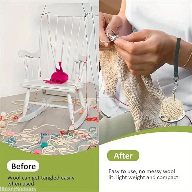 Держатель пряжи, деревянный прядильный инструмент, подставка для принадлежностей для вязания крючком, швейная катушка с ремешком на запястье, моталка для шерстяных клубков