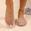 Fashion Women Jelly Flats Mesh Ballet Flats Closed Toe Beach Jelly Shoes Lightweight Casual Flat Sandals Breathable for Summer Beach