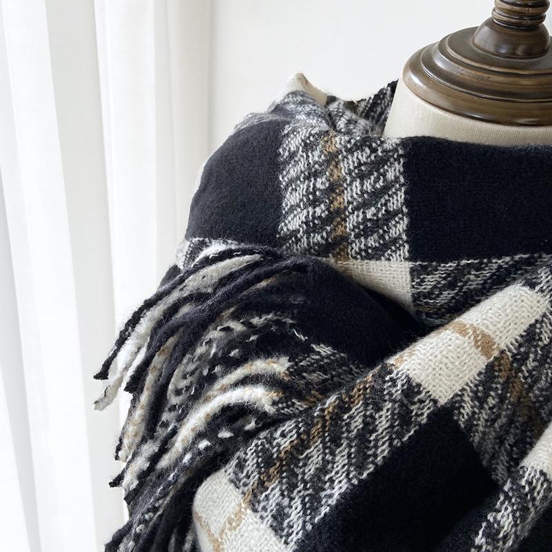 Women's Plaid Scarf - Windproof Warm Winter Scarf with Fringe Tassels Multi-Color Options for Casual & Formal Outfits