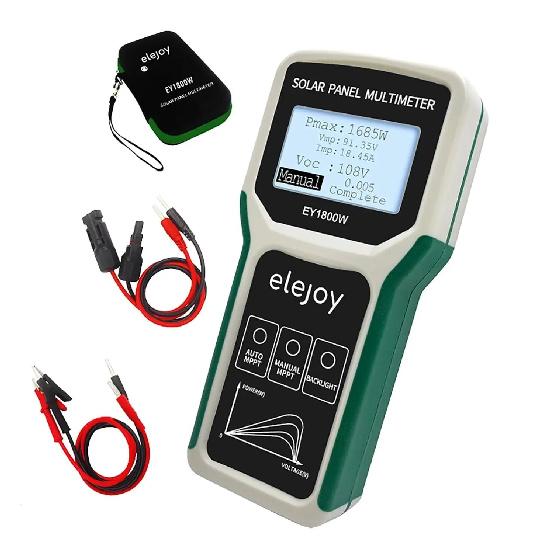 Solar Panel Multimeter | 5W~1800W, 20-120V, 0-60A Auto/Manual Tester | Smart MPPT LCD Display | Portable for PV Systems