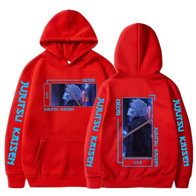Japanese Anime Jujutsu Kaisen Hoodies Cartoon Printed Gojo Satoru Hoodies Men Women Casual Oversized Hooded Long Sleeves Sweatshirts Streetwear