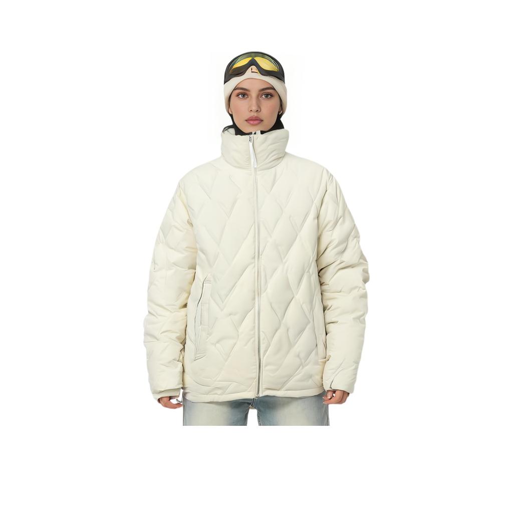Fila Изумрудный однотонный повседневный свободный пуховик с воротником-стойкой для женщин, куртка, туманно-лотосово-белый F11W344927F-IV