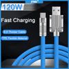 120W 6A Super Fast Charge Liquid Silicone Cable Type C Charger Micro USB Data Line 2m with Indicator Light