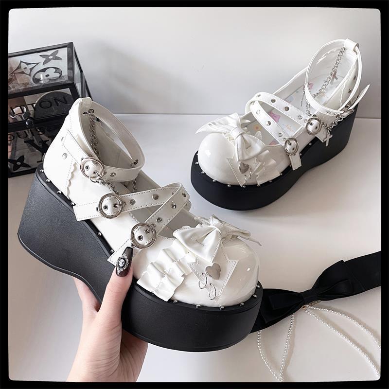 MGG ретро панк гот платформа красотка обувь Лолита хип-хоп девушка обувь Лолита JK маленькая кожаная обувь милая крутая