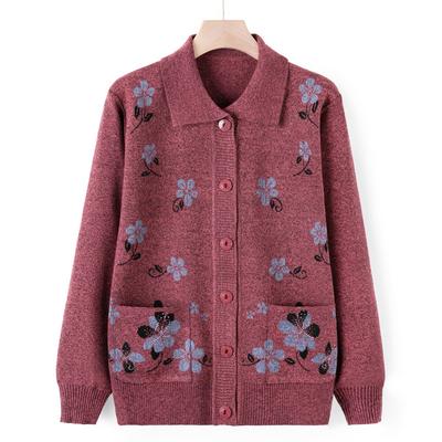 Свитера для женщин среднего и пожилого возраста Тонкие осенние куртки для мам Осенние повседневные вязаные свитера для пожилых дам и одежда для бабушек