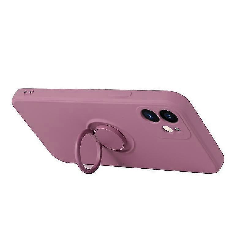 Phone Cover Case For Iphone 12 Pro Solid Color Liquid Silicone Shockpro Full Coverage Protective Case With Ring Holder(antique White)